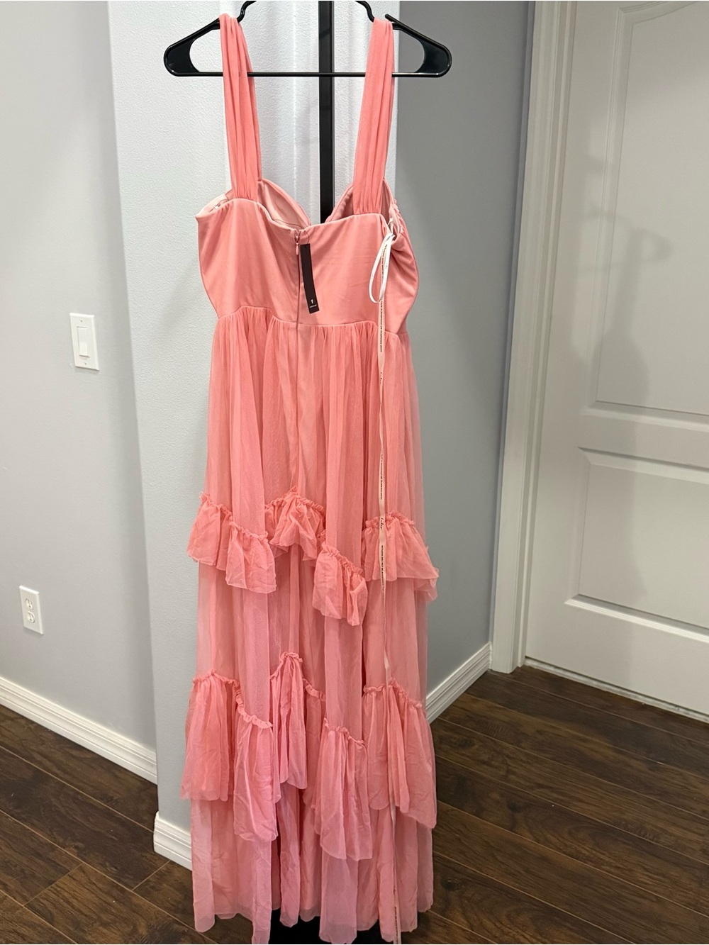 Lulus Pink Mesh Off-the-Shoulder Stunning Personality Maxi Dress Size Large - Picture 6 of 7